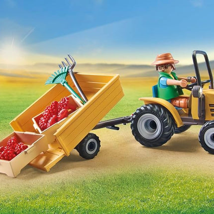 Playmobil 71442 Country: Tractor with Trailer and Water Tank, fresh harvest on the farm, learning about the environment, fun imaginative role-play, sustainable play sets suitable for children ages 4+