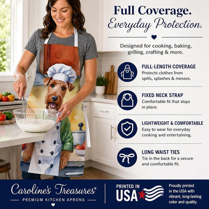Caroline's Treasures Irish Terrier The Chef Apron Cooking Kitchen Server Baking Crafts Gardening for Adult Women Men, Unisex, Large, Multicolor