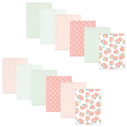 Bavoirs en flanelle Hudson Baby unisexe, lot de 12, Sweet Peach, taille unique