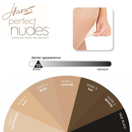 Medias Hanes para mujer Perfect Nudes para un acabado impecable, con control de abdomen, ultratransparente, puntera transparente, color Buff, talla grande