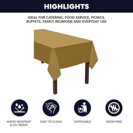 Party Essentials Plastic Banquet Table Roll, 40" x 100', Metallic Gold