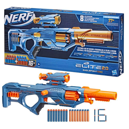 Hasbro Nerf Elite 2.0 Eaglepoint RD-8 Water Blaster, Super Soakers for Kids, 16-Dart Capacity, Fun for Ages 8+