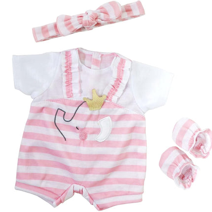 Berenguer Pink Stripes and White Overall Shorts, Headband and Booties.