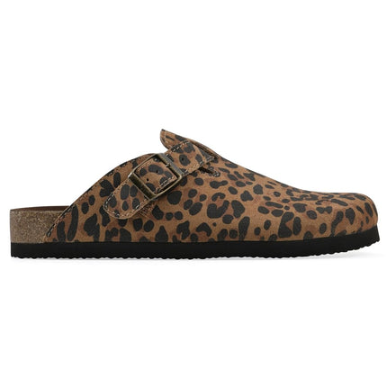 White Mountain Women's Bari Clog, Brown Leopard Suede, 9