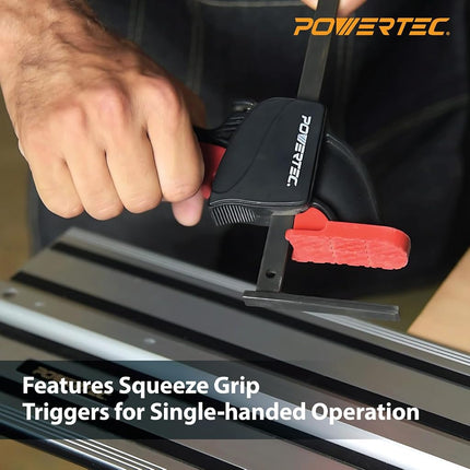 POWERTEC 72199 Kit Rail de guidage et serre-joints de 279,4 cm pour scies plongeantes DeWalt, comprend 2 rails de guidage de 139,7 cm, (1) raccord de rail de guidage et (2) serre-joints à dégagement rapide pour les projets de menuiserie