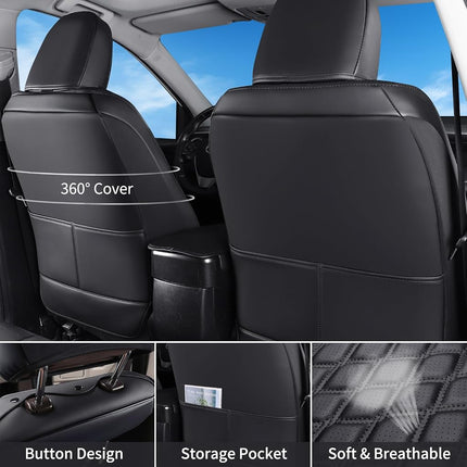 Huidasource Car Seat Covers Fit for Toyota RAV4, Full Coverage Waterproof Leather Seat Cushion Covers Full Set Fit for 2013-2018 Toyota Rav4 XLE LE XLE Premium Limited (Not for Hybrid, Black)