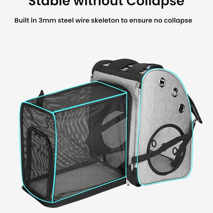 COVONO Expandable Pet Carrier Backpack for Cats, Dogs and Small Animals, Portable Pet Travel Carrier, Super Ventilated Design, Airline Approved, Ideal for Traveling/Hiking/Camping
