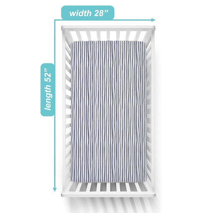 American Baby Company 100% Natural Cotton Fitted Crib Sheet 52" x 28" - Soft, Breathable, Hypoallergenic & Gentle Toddler Bed Sheet, Navy Fun Stripe, Neutral for Boys & Girls