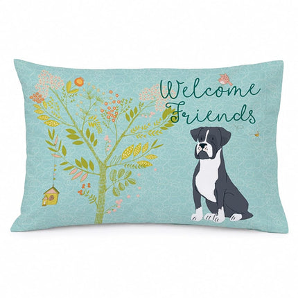 Caroline's Treasures BB7581PILLOWCASE Funda de almohada estándar de tela para bóxer negro con el texto "Welcome Friends", estándar, multicolor