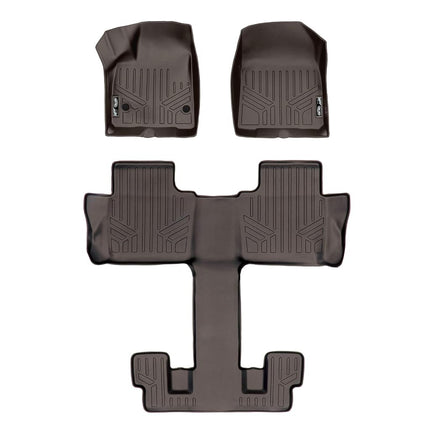 SMARTLINER Custom Fit Floor Mats 3 Row Liner Set Cocoa for 2017-2020 GMC Acadia with 2nd Row Bucket Seats