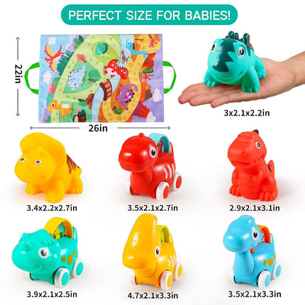 ALASOU Dinosaur Car Toys for 1 Year Old Boy Gifts with Playmat/Storage Bag