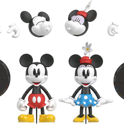 Mattel Disney 100 Collectible Action Figures Mickey and Minnie Mouse, Posable Characters, Swappable Head & Hands, Soft Good Elements