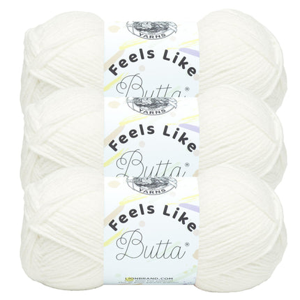 Lion Brand Yarn (3 Pack) Feels Like Butta Yarn, Wh