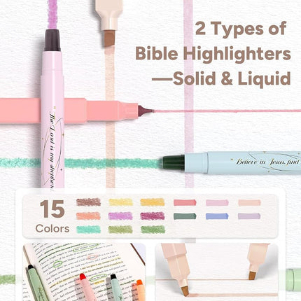 WEMATE Large Capacity Bible Cover Case,76 PCS Bible Study Supplies,15 No Bleed Bible Highlighters, Ballpoint Pens, Washi Tapes, Tabs, Sticky Notes, and Prayer Cards,‎Multicolor Bible Kits