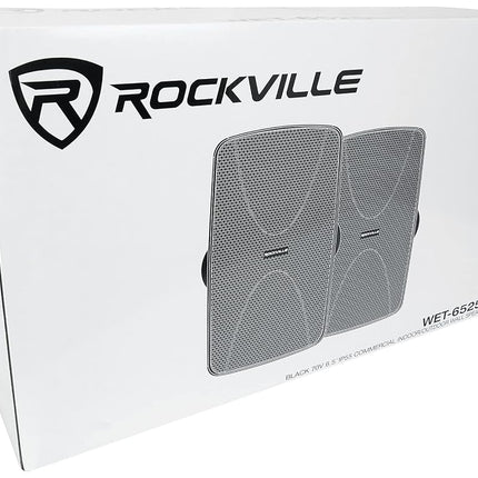 (6) Rockville WET-6525B 6.5" 70V Commercial Indoor/Outdoor Wall Speakers in Black