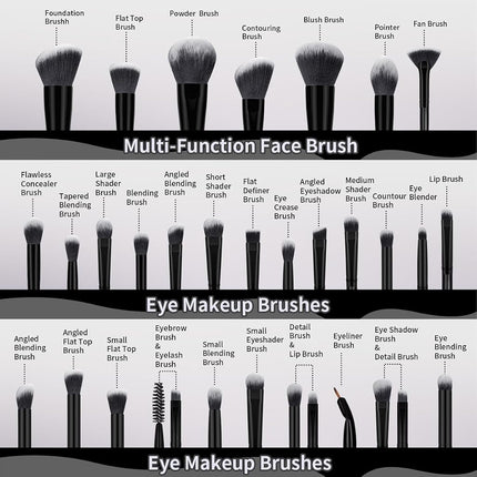 MAANGE Makeup Brushes 49 Pcs Makeup Kit, Multi-functional Makeup Tool Set with Makeup Brush Foundation Brush Make up Brushes Set (Black, 49 Piece Set)