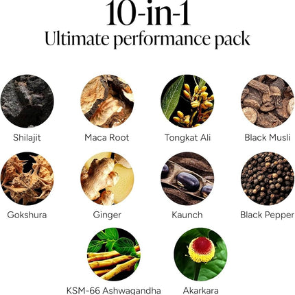 ROOT LABS 10-in-1 Alpha Shilajit Gummies | 4000 mg Pure Himalayan Shilajit, Tongkat Ali, Maca Root, 75% Fulvic Acid | ShilAbsorb Bioavailability Tech | Sugar-Free Vegan, 85+ Trace Minerals | 60 Pack