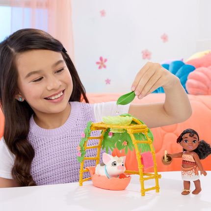 Mattel Disney Moana 2 Simea y Pua Set de juego Hora del baño con muñeca, amigo animal, bañera y más de 10 accesorios, juguetes inspirados en la película