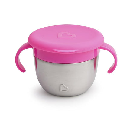Munchkin� Snack+� Stainless Steel Snack Catcher Cup with Lid, 9 Ounce, Pink, 1 Pack