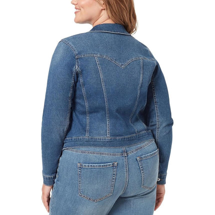 Jessica Simpson Womens Juniors Pixie Light Wash Front Pocket Denim Jacket, Mercer, 3X