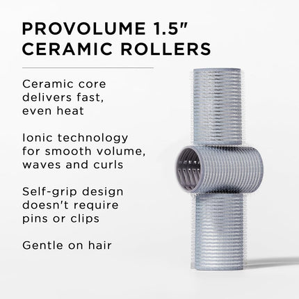 Fromm ProVolume 1.5" Self-Grip Ceramic Ionic Thermal Hair Rollers, 3 Count Salon Quality Hair Curlers for Short, Medium and Long Hair