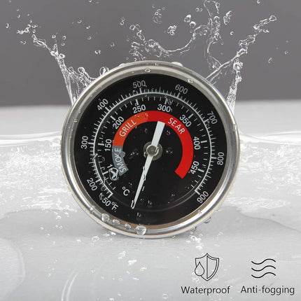 BBQ Temperature Gauge Waterproof Large Face for Kamado Joe Barbecue Charcoal Grill - Stainless Steel 150-900°F Cooking Thermometer for Oven Wood Stove Accessories - Easy Setup