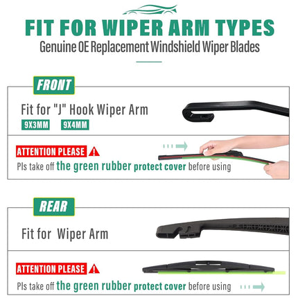 26" 20" 14" Windshield Wiper Blades Replacement for Acura MDX 2014 2015 2016 2017 2018 2019 2020 2022 2023 Premium All Weather Front Rear Wipers Set - OEM Quality (Pack of 3)
