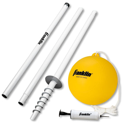 Franklin Sports Set de Lucha con Cuerda y Pelota - Set Completo de Lucha con Cuerda y Pelota con Palo de 2.4 m, Cuerda + Pelota Incluidos - Kit Portátil de Acero para Patio y Playa con Bolsa de Transporte - Recreativo, Blanco