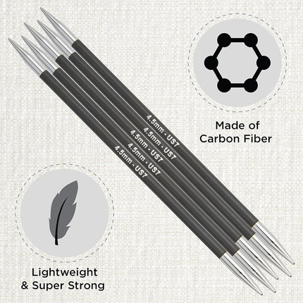 KnitPro Karbonz Double Pointed Needles 8" (20cm) | 4.50 mm