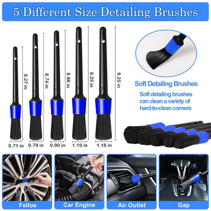 27Pcs Car Detailing Kit, Car Detailing Brush Set, Auto Detailing Drill Brush Set, Car Detailing Brushes, Car Wash Kit, Car Accessories, Car Cleaning Tools Kit for Interior, Exterior, Wheels Blue, Blue, 27PCS-Blue