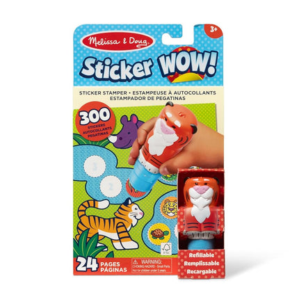Melissa & Doug Sticker WOW!™ 24-Page Activity Pad and Sticker Stamper - Tiger, 300 Stickers, Arts and Crafts Toy Collectible Character, Creative Play Travel Toy for Girls and Boys 3+ - FSC Certified