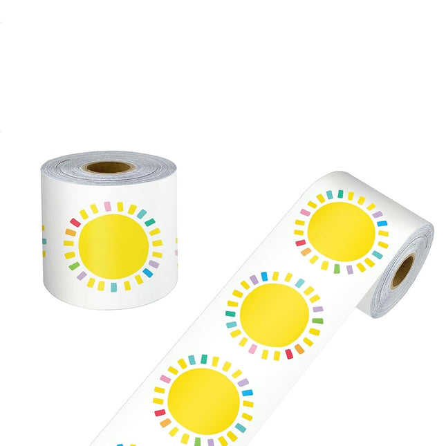 Carson Dellosa Happy Place 65Ft of Sun Bulletin Board Borders, 1 Roll of Sunshine Trim for Rolling Whiteboard, Cork and Posterboard, Classroom Decor, Party, Spring, and Summer Decorations