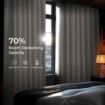 HPD Half Price Drapes BOCH-LN-DW-P Extra Wide Linen Room Darkening Curtain (1 Panel) 100 x 84 cm, BOCH-LN1856-84-DW, Birch