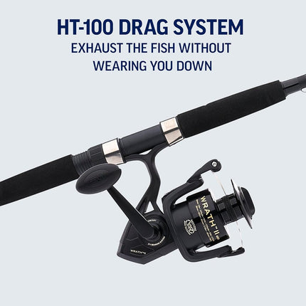 PENN 7' Wrath II Fishing Rod and Spinning Reel Combo, Size 3000, Medium Light Power, Extra Fast Action, Corrosion-Resistant Graphite Construction, Lightweight and Durable