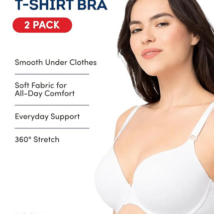Fruit of the Loom Women's T-Shirt Bra, White/Black Hue, 36C