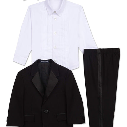 Nautica Baby Boys 4-Piece Tuxedo with Dress Shirt, Bow Tie, Jacket, and Pants, Black, 6-9 Months