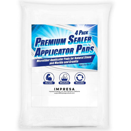 4 Pack Reusable Microfibre Applicator Pads - Sealer Sponge Applicator Cleaning Cloth for Tile, Grout, Marble, Granite, Slate, Travertine, and Natural Stone Surfaces (12.7 x 10.16 x 2.54 cm)