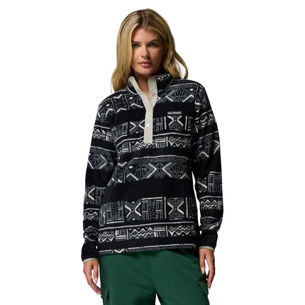 Columbia Women's Benton Springs Printed 1/2 Snap, Fleece Pull Over, Black Deschutes Days, Large