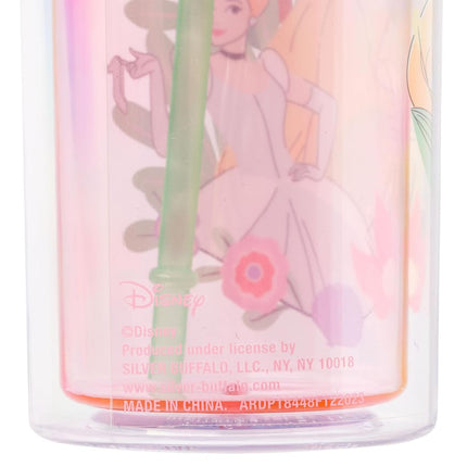 Silver Buffalo Disney Princess Fun and Bold Group Floral Plastic Tall Cold Cup w/Lid and Straw, 20 Ounces