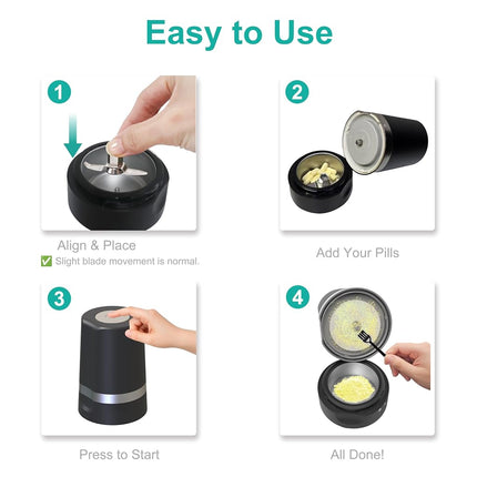 Fullicon Cordless Electric Pill Crusher, One-Touch Fine Powder, Star Grey