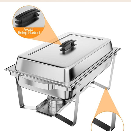 Takywep Lot de 4 réchauds de buffet de 8 litres en acier inoxydable avec bac à eau, pour mariages, fêtes, banquets et traiteur