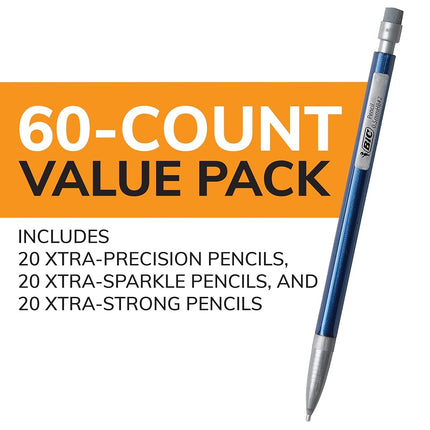 BIC Variety Pack, Assorted Sizes, 0.5mm, 0.7mm, 0.9mm, Refillable Design for Long-Lasting Use (Pack of 3, 180 Count Total)