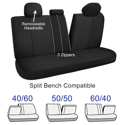 CAROMOP Waterproof Car Seat Cover Full Seats, Neoprene Seat Covers for Cars,Split Bench Compatible Car Interior Covers, Universal Fit Most Car Sedan Truck SUV(Black)