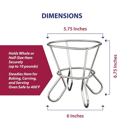 HIC Harold Import Co. Wire Spiral Ham Holder and Roasting Rack, for Ham up to 10-Pounds, 6-Inches Tall