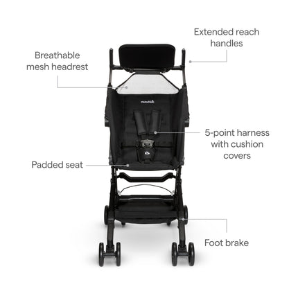 Munchkin Sparrow Ultra Compact Lightweight Travel Stroller for Babies and Toddlers, Black