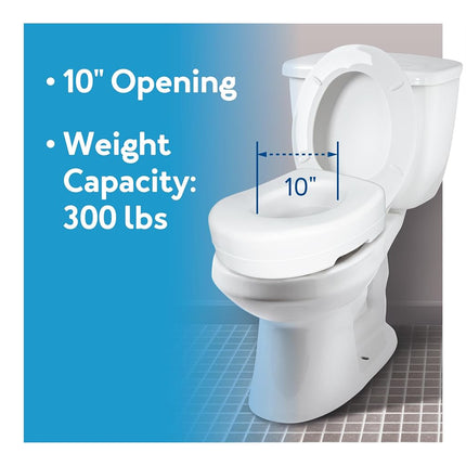 Carex Raised Toilet Seat, Adds 5 Inches of Height to Toilet, 300 Pound Weight Capacity, Slip-Resistant Rubber Pads