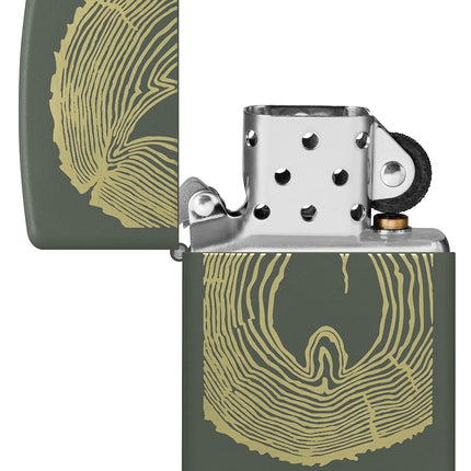 Zippo Wood Ring Design Lighter, Green Matte
