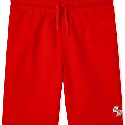 The Children's Place Boys' Athletic Basketball Shorts, Black/Red/Navy, X-Small