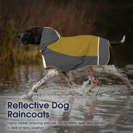 IECOii Dog Raincoat, Waterproof & Windproof Dog Rain Jacket with Reflective Strips for Rainy Walks,Pet Rain Poncho with Hood,Quick Dry,Easy to Wear,Yellow,XXL