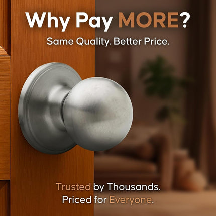 Copper Creek CK2020SS-6 Colonial Passage Function Door 6 knob Multipack, Satin Stainless Finish
